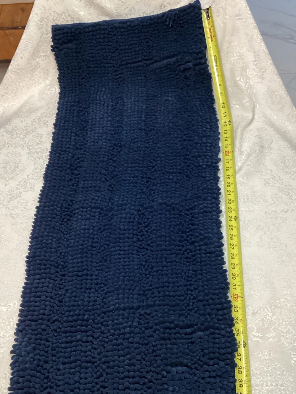 Navy Chenille Bath Rug Set - Plush Shag Texture